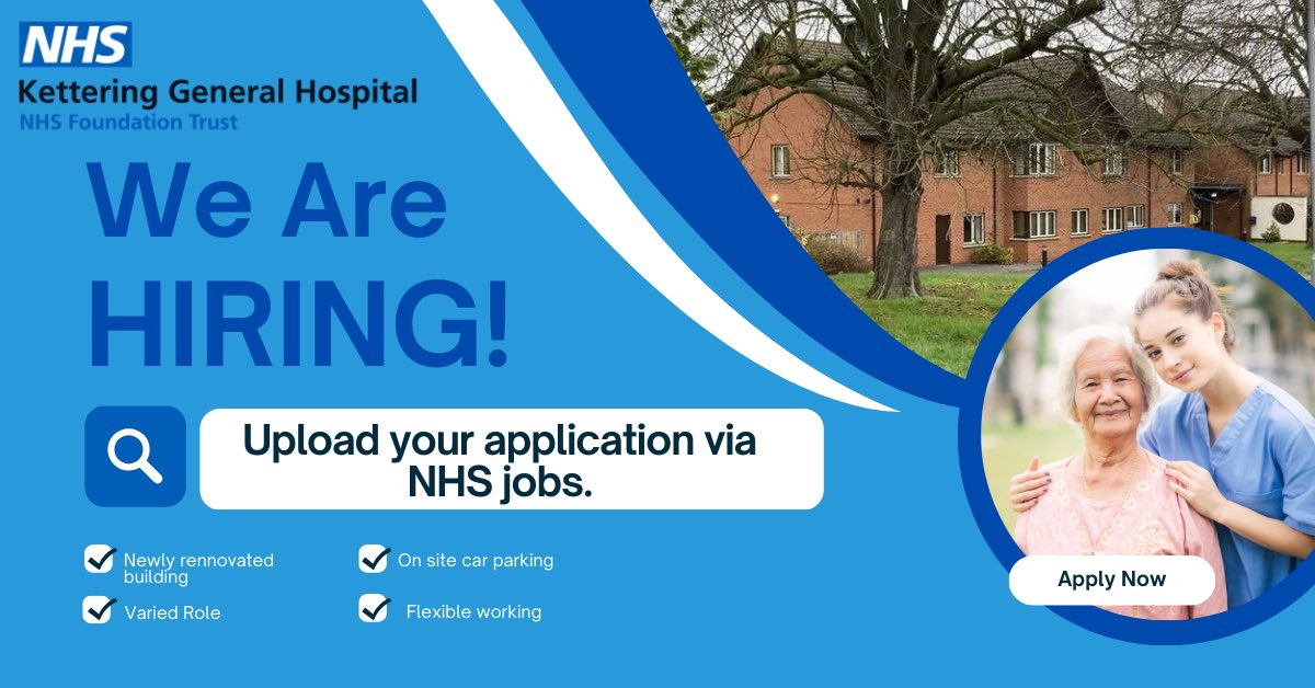Kettering General Hospital are in the process of recruiting roles at our newly renovated site, Spinneyfields in Rushden. Join us as a Facilities Assistant click the link below to apply 👇 
jobs.nhs.uk/candidate/joba…