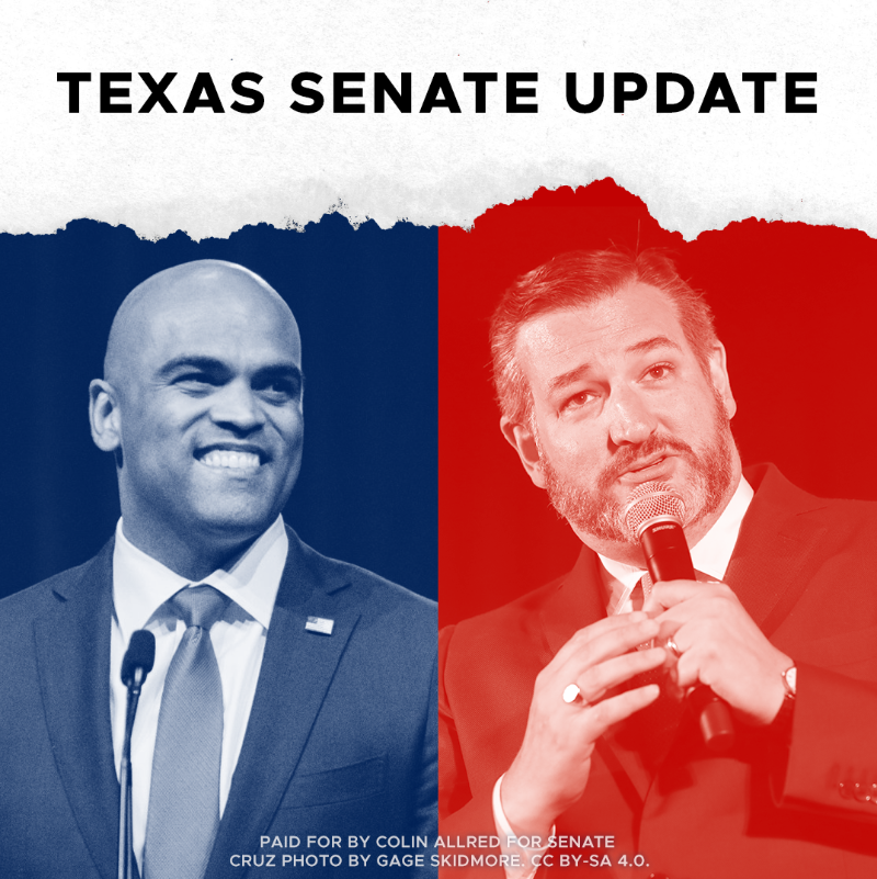 ColinAllredTX's tweet photo. BREAKING: Ted Cruz went all in at the RNC because he knows he is seriously vulnerable. This race is currently tied, but I need your help to pull ahead and defeat Cruz once and for all. So please, will you donate to my campaign before midnight?