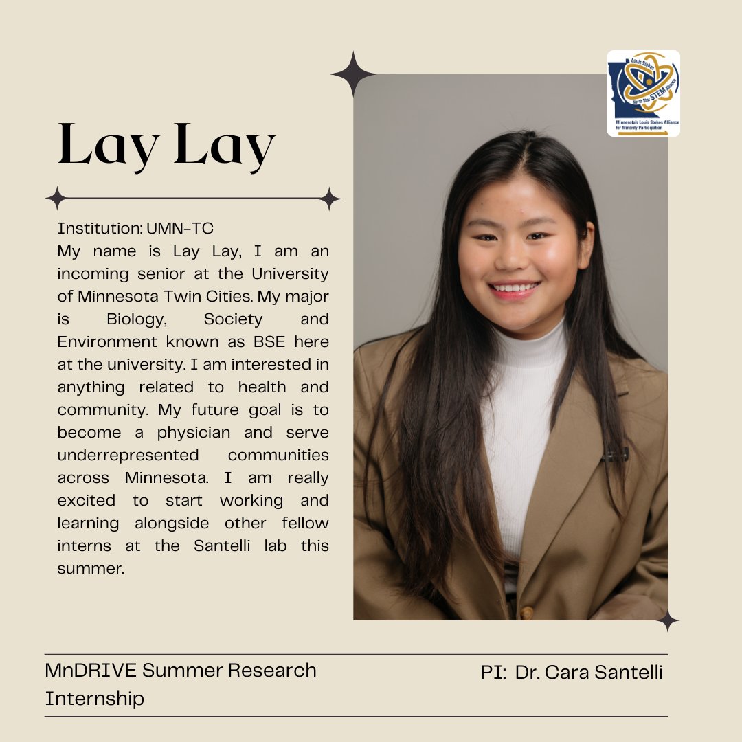 Karriemolitor's tweet photo. Congrats, to #MnDRIVE Environment intern, Lay Lay (Mentor: Dr. Cara Santelli)! She will assist in examining the impact of contaminants such as metals &amp; microplastics within Twin Cities soils &amp; stormwater to understand how these contaminants move through urban ecosystems. https://t.co/qSJQV29WKw
