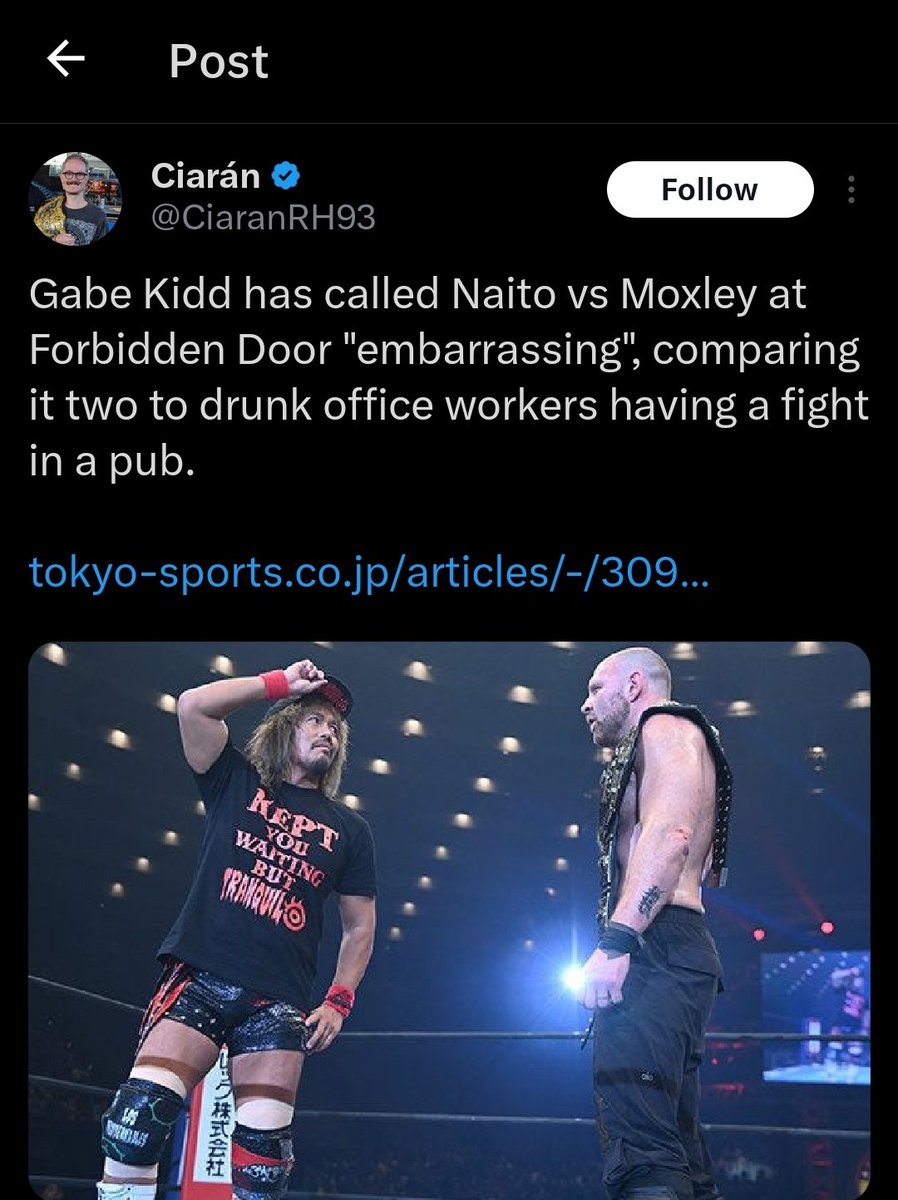 ReachingDestino's tweet photo. ||. Lil bro genuinely needs to stfu, you'll literally never have the career that Naito or Mox has. Take your jealousy and swallow it, man.

Gabe can only wish that he'd have the kind of star power that these two have. He'll never get there. You're corny, dude. https://t.co/s1HGHcOGGp