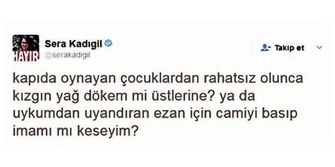 10 yaşındaki Mahra Melin Pınar'in annesine hakaretler savuran TİP Milletveki Sera Kadıgil'in eski tweet'i.

Ne söyleyelim söz sizin!!!!
