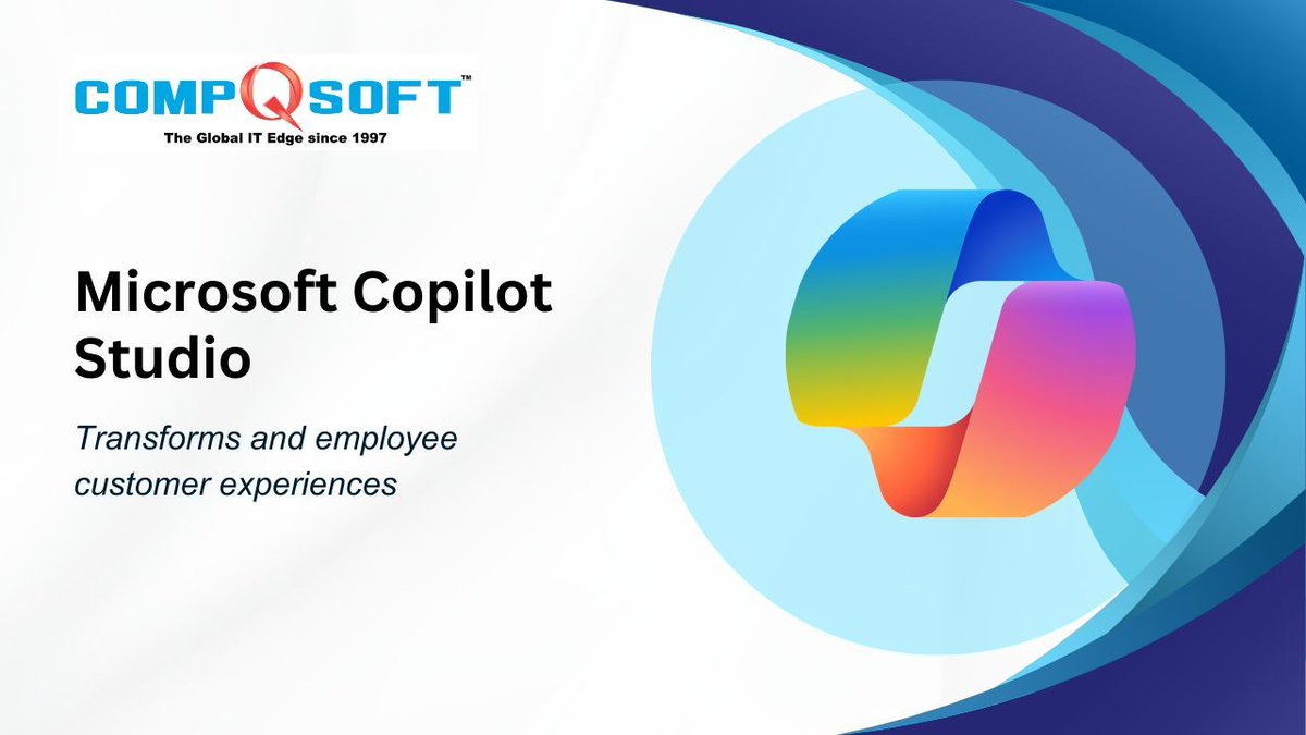 Compqsoft's tweet image. Conversational #AI and #lowcode solutions like #MicrosoftCopilotStudio can

• Improve customer interactions
• Increase employee productivity
• Drive efficiency &amp;amp; innovation

Contact us to learn how Copilot can transform employee &amp;amp; customer experiences.
buff.ly/4aYWgWW