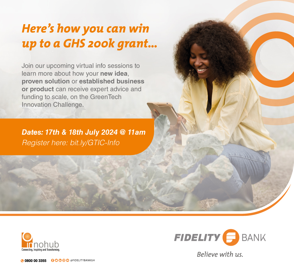 fidelitybankgh's tweet photo. Amazing opportunity! Join our virtual session and gain more insights into the GreenTech Challenge.
#GreenTechChallenge #BelieveWithUs #FidelityBank https://t.co/qNZfzdlcCc