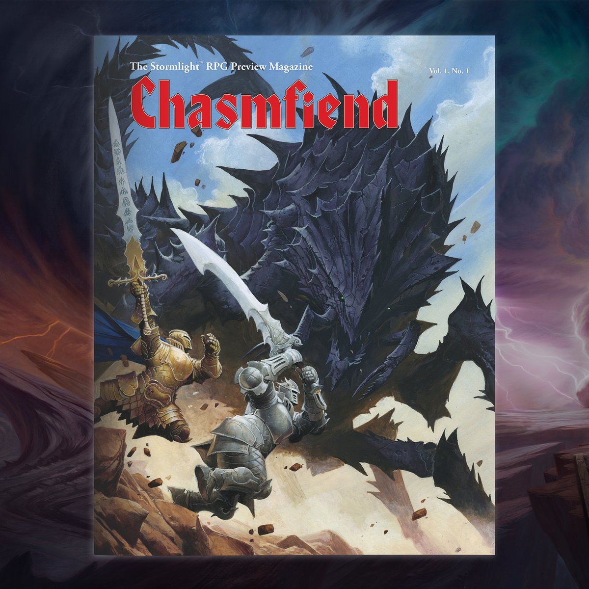 bwisegames's tweet photo. We are thrilled to announce Chasmfiend Magazine: The Stormlight™ RPG Preview Magazine!

This magazine has a first look into the RPG, including a Designer Diary with @AFischerGames and an interview with @BrandSanderson. 

Available for purchase at Gen Con! ✨ https://t.co/tKLhKGLGfd