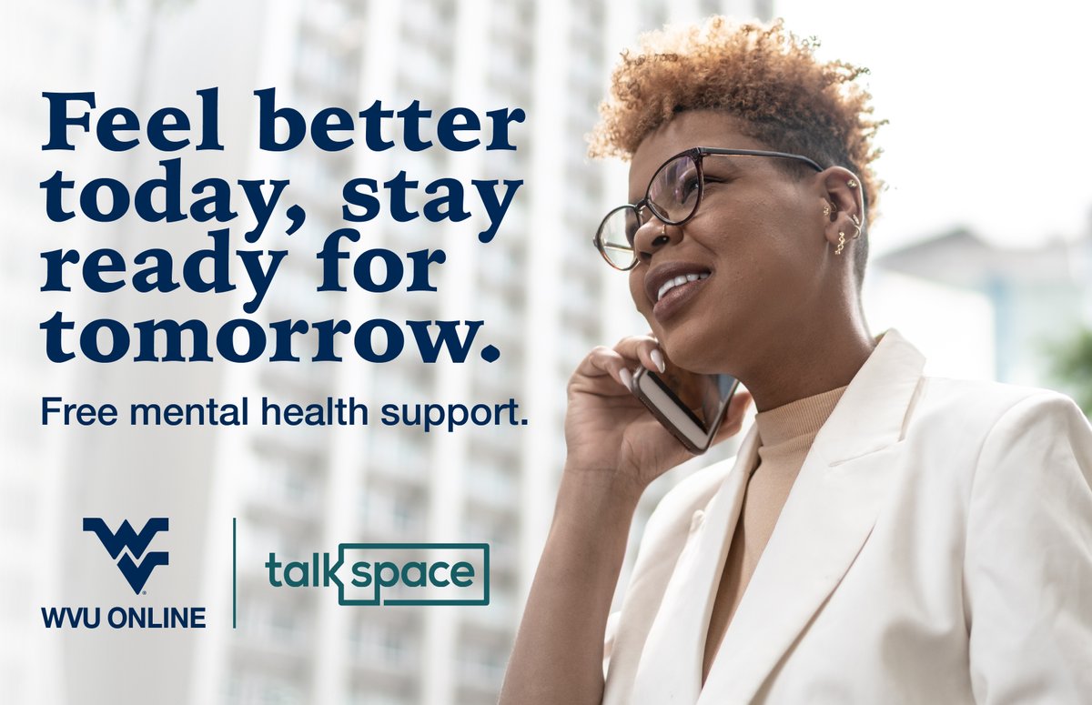 Confidential, secure, and available at no cost to WVU Online students, Talkspace is an online therapy service where registered users can send text, voice, or video messages to their therapist. Here to support you year-round, talkspace.pulse.ly/awbbbdukxk