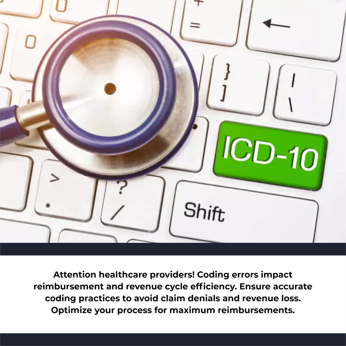 TheHIMConcierge's tweet image. ⚠️ Attention healthcare providers! Coding errors impact reimbursement and revenue cycle efficiency. Ensure accurate coding practices to avoid claim denials and revenue loss. Optimize your process for maximum reimbursements.
#CodingErrors #RevenueCycleEfficiency