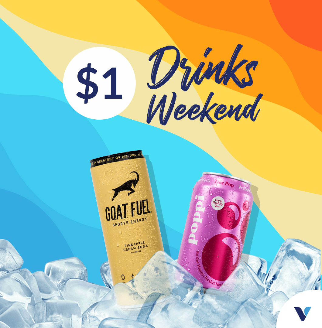 Which flavors of @GOATFuel and @DrinkPoppi will you be stocking up on this weekend? ⚡🫧 Fill your cart with these $1 sips, in-store only this Thursday (7/18) through Sunday (7/21). 🛒

*promotion limited to 6 drinks per brand