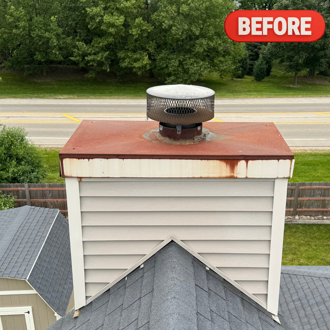 BearChimney's tweet photo. ✨ Before &amp; After Transformation! ✨

We replaced a rusted chase cover with a custom-built stainless steel cover. The new look is amazing! 🌟

Upgrade your chimney today! 🏡

#HomeImprovement #ChimneyUpgrade #BeforeAndAfter #StainlessSteel #ChimneyBear https://t.co/Jljlu1JXS2