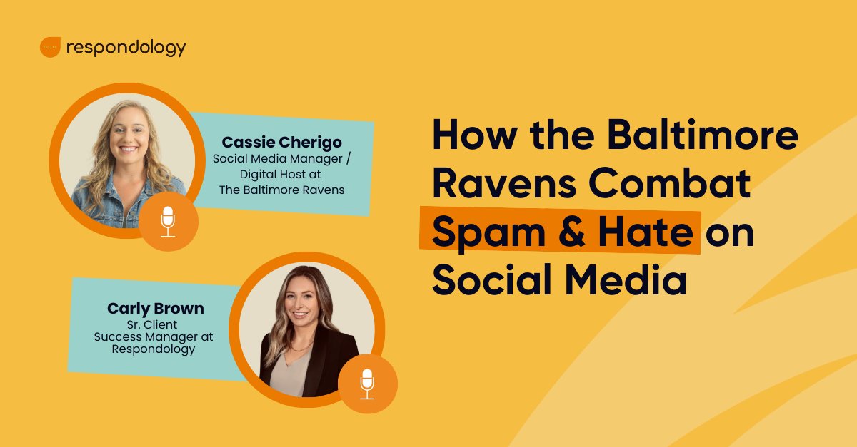 respondology's tweet photo. Join Cassie Cherigo, Social Media Manager for the Ravens, and Carly Brown, Sr. Client Success Manager at Respondology, as they share insights on managing toxic comments and protecting fan engagement. 
🏈 https://t.co/YxhtbKN7Ok https://t.co/FoHJCdF1Si