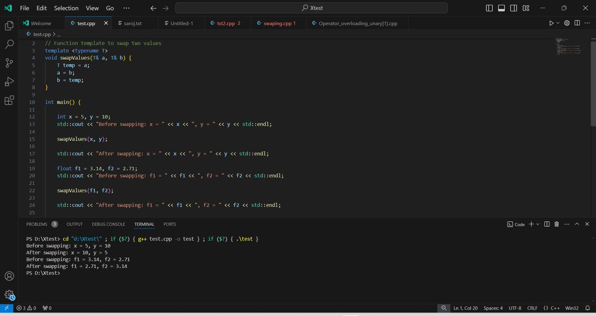 SumitKumar56064's tweet photo. #LSPPDay17
#Code using Function Template

, #60DaysOfLearning2024 #LearningWithLeapfrog  @lftechnology https://t.co/b2nEkvHWzx