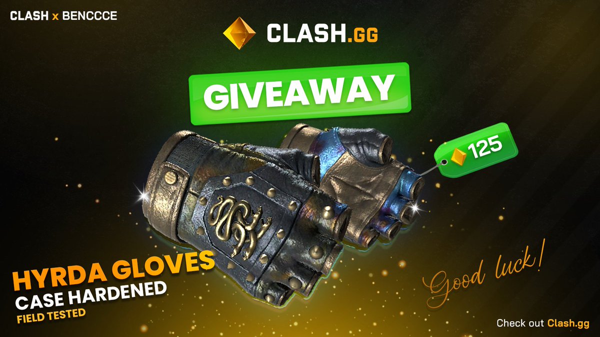 benccce's tweet image. 🎁Hydra Gloves | Case Hardened (Field Tested)🎁

#️⃣Use my ClashGG code: clash.gg/r/BENCCCE
(send screenshot using my code this week❤️)
🔁Like and Retweet this post
➡️Follow @Clashdotgg &amp;amp; @Benccce 
🔽Tag 1 friends in comments

🔶Winner will be announced - 24th of July🔶