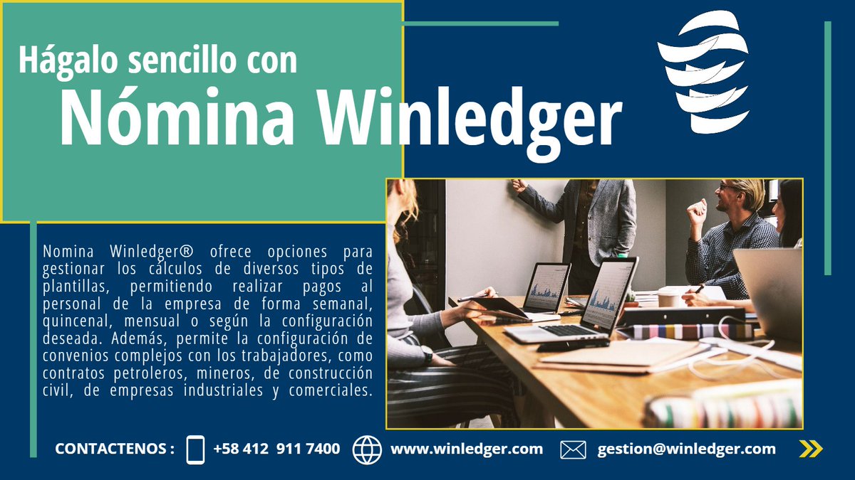 Winledger's tweet photo. Hágalo sencillo con nuestra solución Nómina Winledger. #Nómina #RRHH #finanzas #contabilidad #Software #FelizMiercoles https://t.co/9TqKc2pk9Y