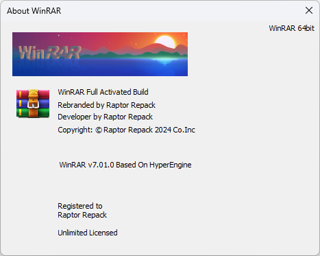 RaptorRepack's tweet image. WinRAR v7.01.0 Full Activated Build Released! 😍
#WinRAR #RaptorRepack #HyperEngine
Download Link Down Side 👇

Link 1: t.ly/4_hbF
Link 2: t.ly/DGVPE

Please support me 🙏