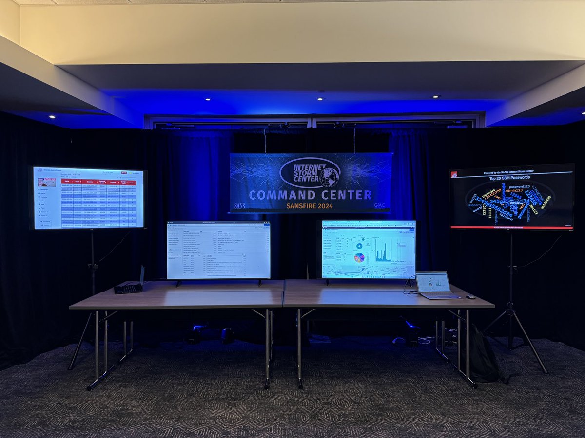 The ⁦<a href="/sans_isc/">SANS.edu Internet Storm Center</a>⁩ Command Center! We ❤️ your logs! #SANSFIRE