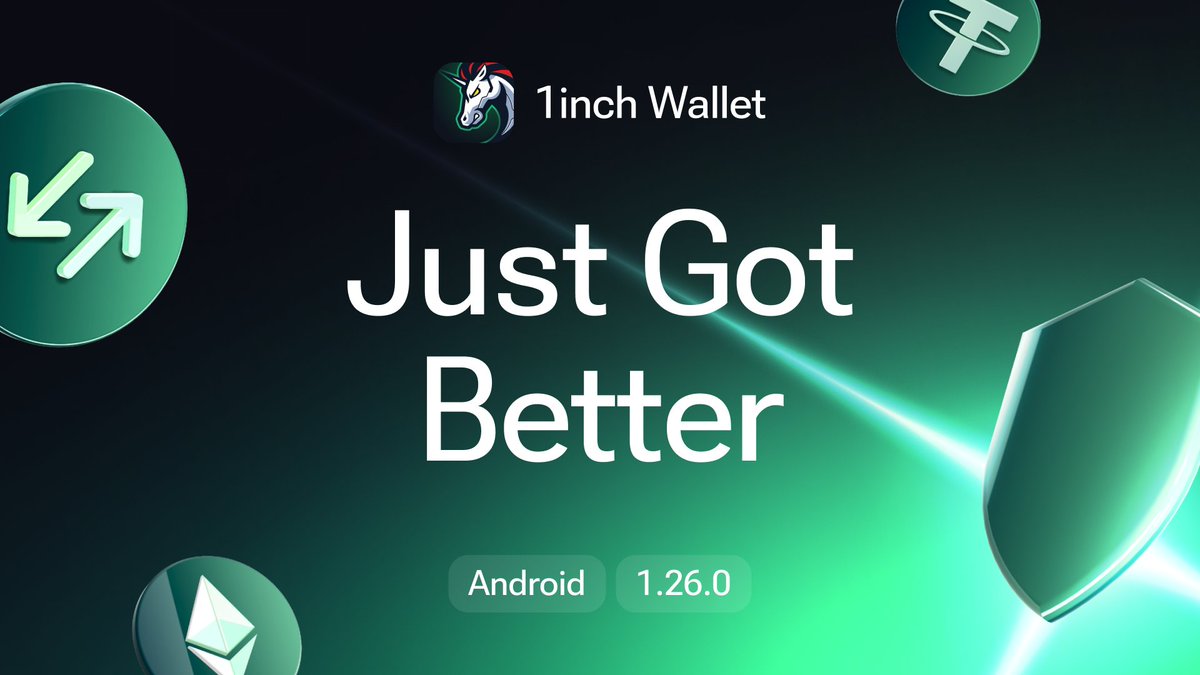 Hey Android users, looking for something new and exciting in your crypto  experience? This update is for you🫵 The new #1inchWallet v1.26 brings a  refreshed interface for smoother swaps and enhanced Scam