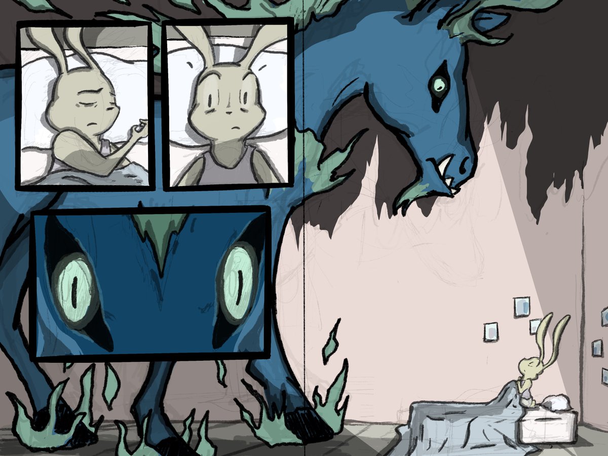 Finished coloring another spread from 'Bee and Amanda.' In the story, this comes directly before my previous post. You can see them both together at russodraw.com under 'comics'