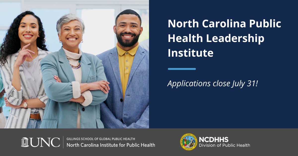 Applications close Wednesday, July 31! Apply now for this intensive, nine-month program to develop the essential skills of adaptive leadership.

sph.unc.edu/nciph/ncphli/