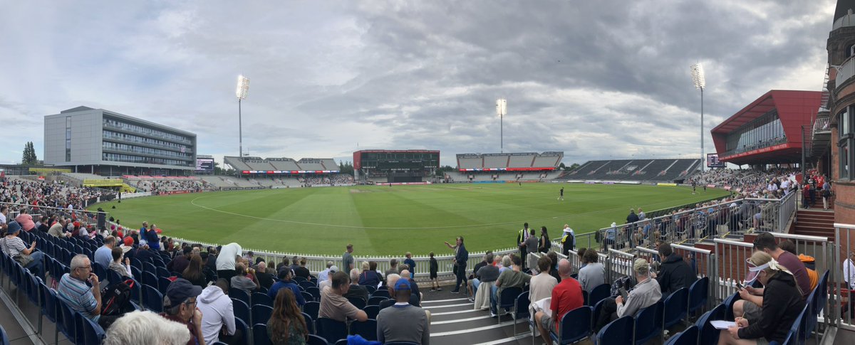 We have arrived at Old Trafford and found our way to our seats. Excited for a good game of cricket!!! #cricket #ohlankylanky #teamvale