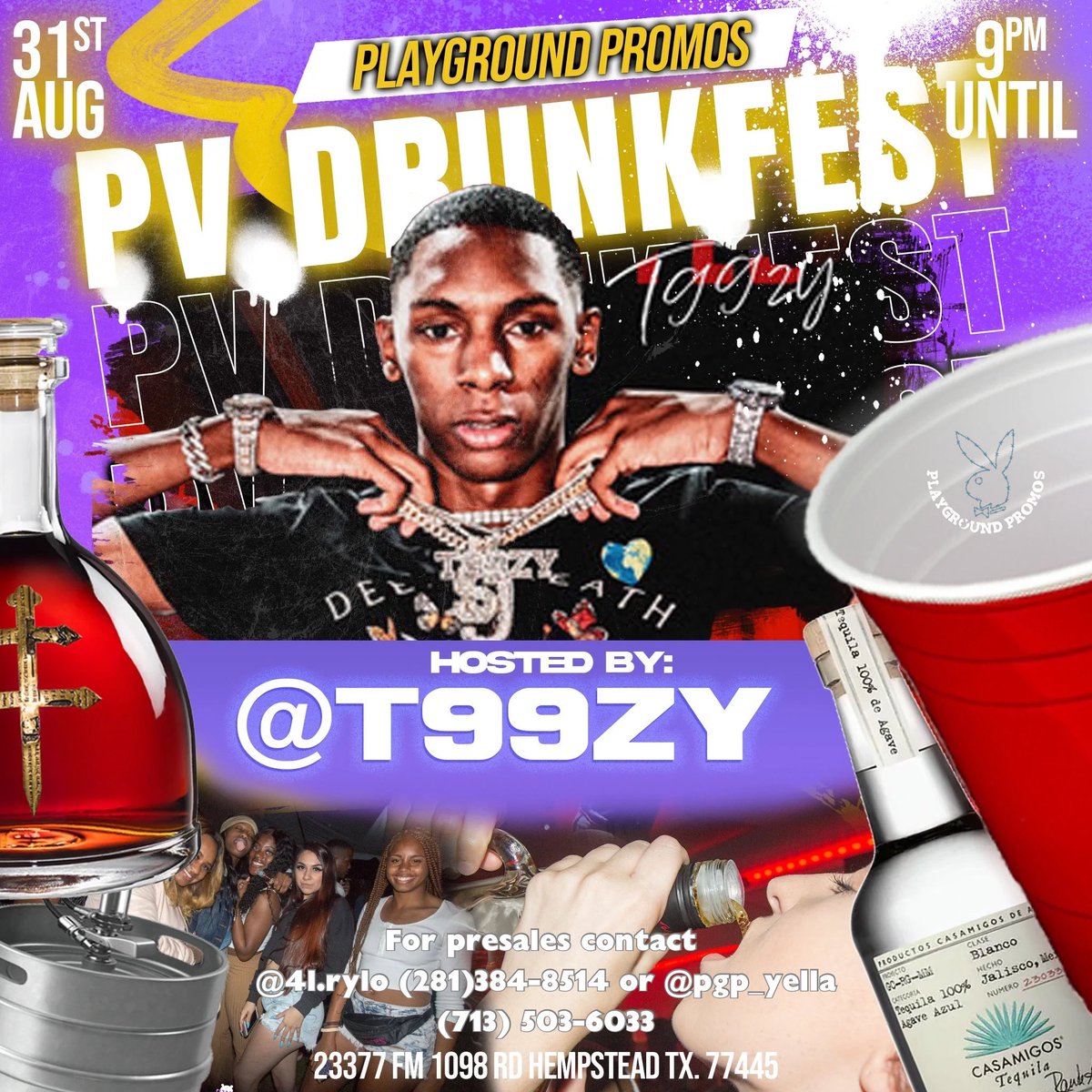 DemarBlack's tweet photo. Captions

We finna Trip Out at #PVDRUNKFEST with special guest @t99zy 🐇🏈

“I’m on my head on stage tripping out @PVDRUNKFEST”

Hashtags

#Playgroundpromos #PVDRUNKFEST
#T99ZY #TRIPOUTPV https://t.co/14WY5vVXYC