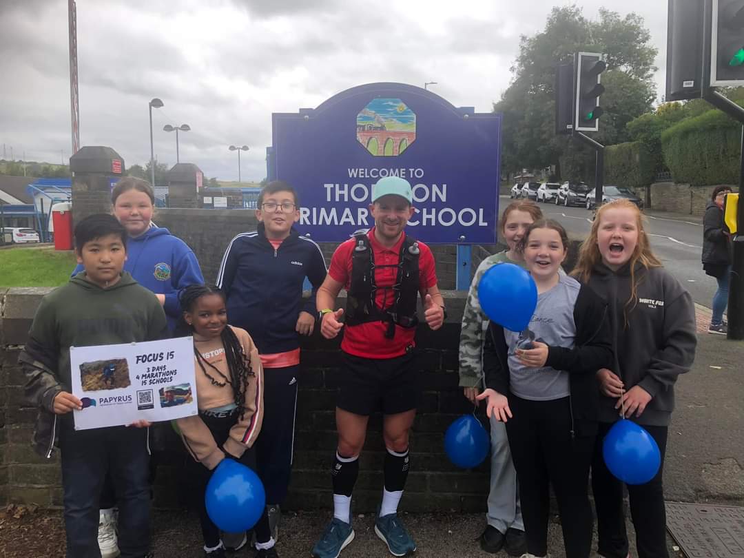 DebbieNeale's tweet image. Great work by @yorkstrekker who ran 104 M , passing 15 @FocusTrust1 schools to raise £ for @PAPYRUS_Charity. @tpsbd13 cheered Dave on the viaduct and gave him a great TPS welcome!