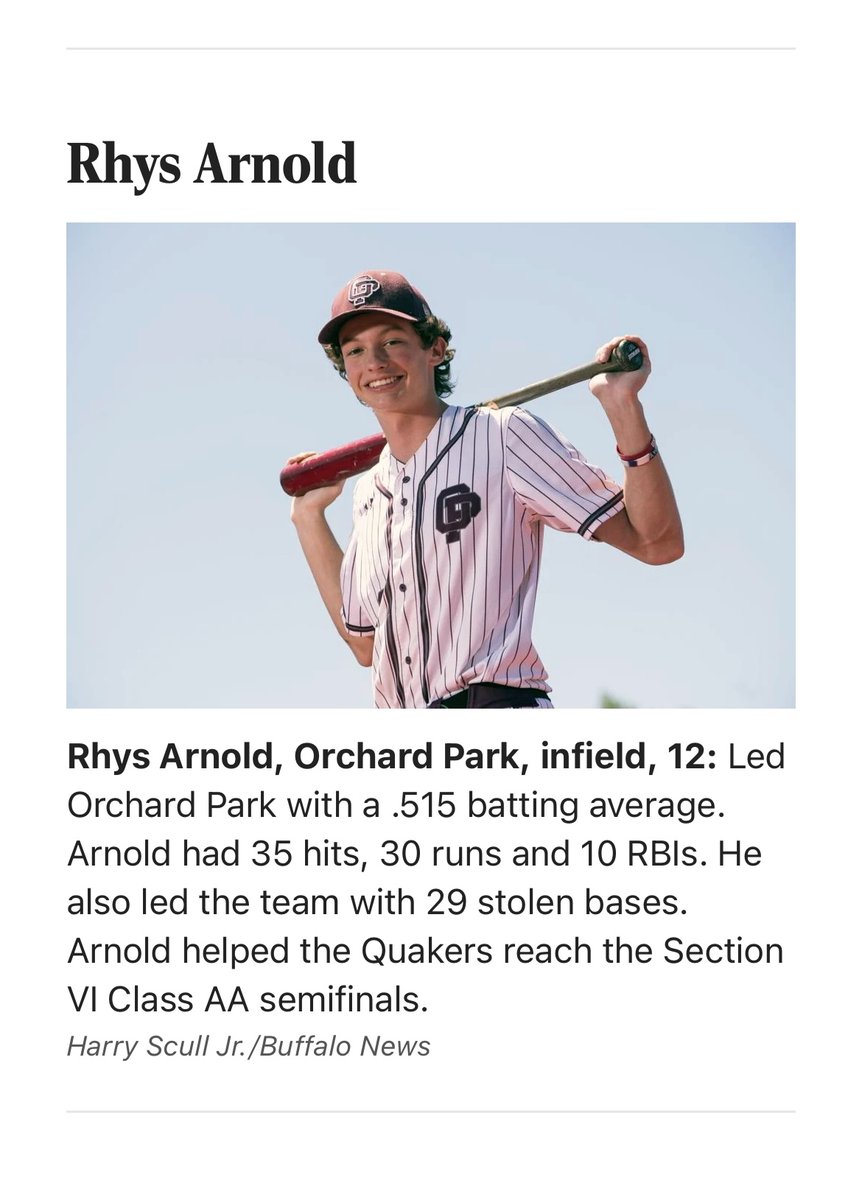 All WNY Baseball.  Congratulations Rhys!