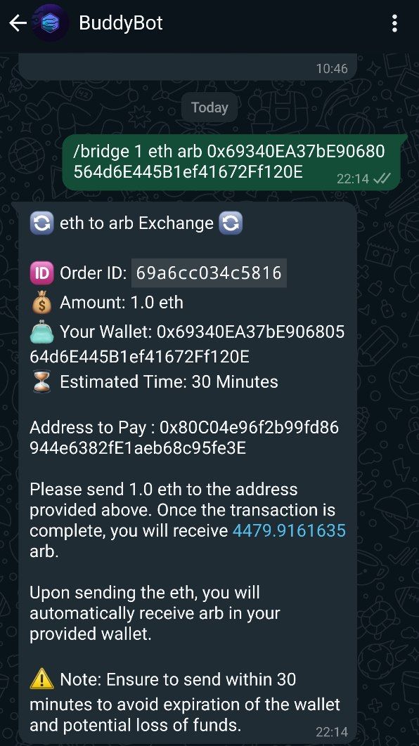 Good evening  $Buddy,

We are excited to announce the release of our another groundbreaking tool for WhatsApp: the first-ever cross-chain bridge for WhatsApp.

This feature allows you to bridge cryptocurrencies, such as ETH to SOL or any other supported chains, directly through