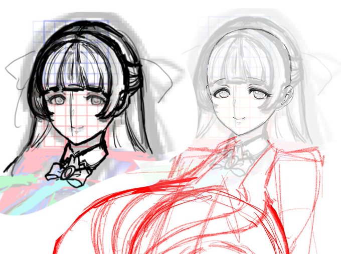 シラユリのお顔を微調整。お絵描きのどの工程も楽しくて永遠にちまちま微調整を続けてしまうので永遠に絵が完成しない。 