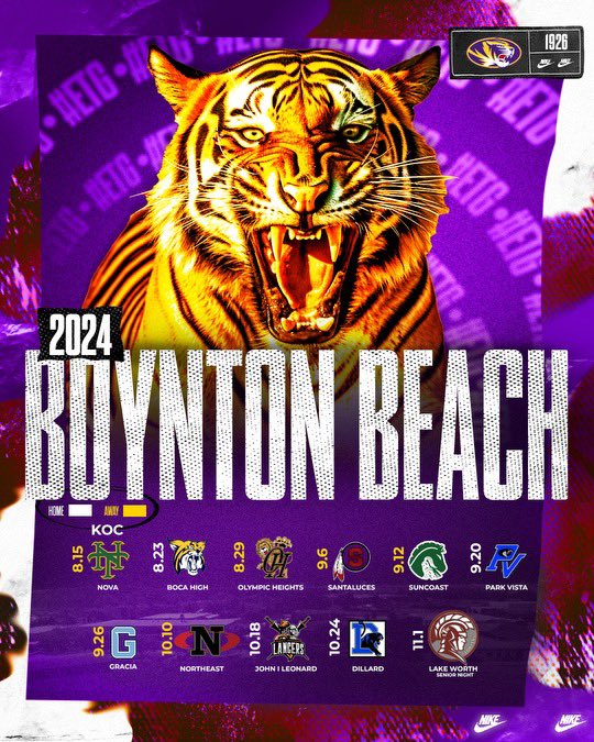 Boynton Beach High Football 2024 Schedule! Go Tigers ! 🟪🟨🐯🐯🌊#TigerPride #ETG #DYJ #FAMILY <a href="/CoachMendoza13/">CoachMendoza13</a> <a href="/BoyntonBeachchs/">BoyntonBeachCHS</a> <a href="/athletic_vision/">AthleticVisionDesigns</a>