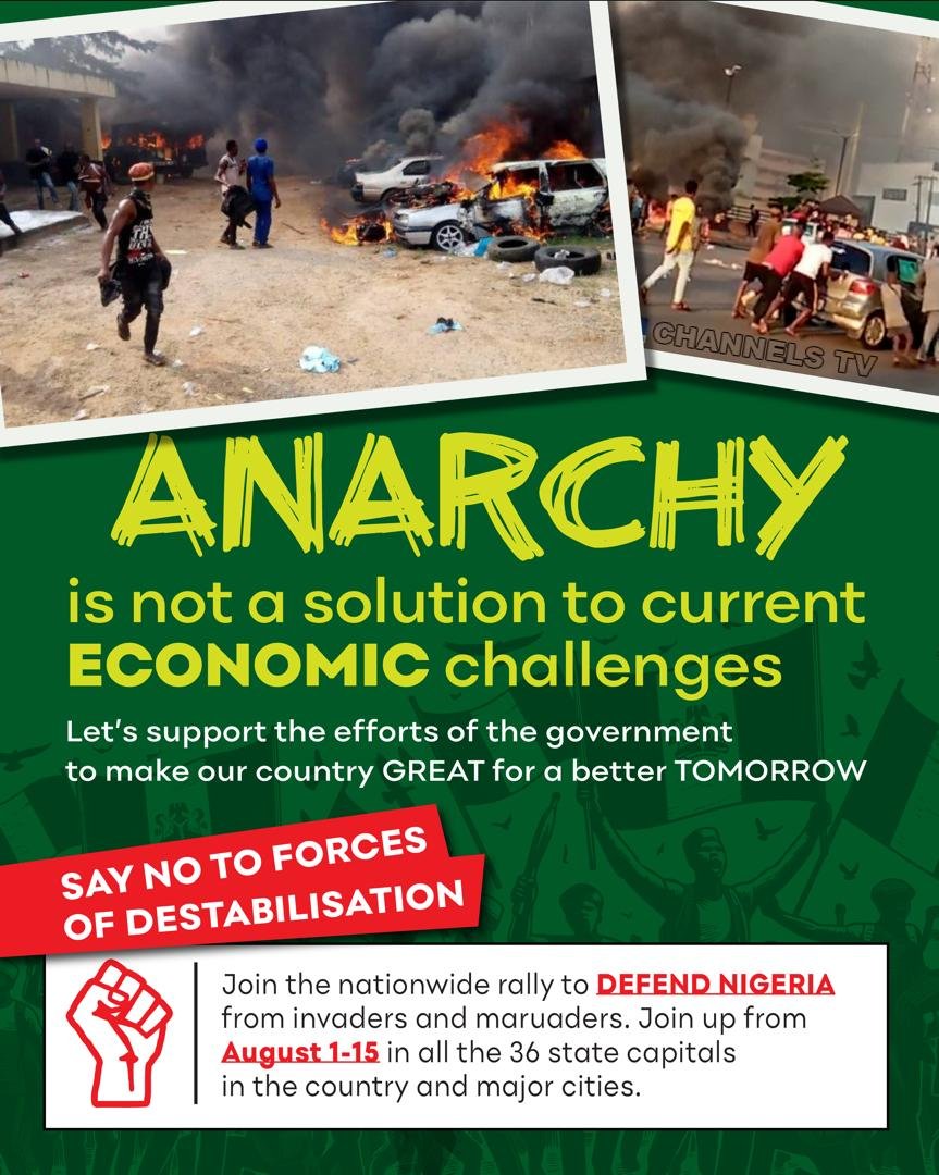 RenewedHopeUK's tweet photo. SAY NO TO ANARCHY!

#ProtectNigeria https://t.co/mCUuEqqyKx