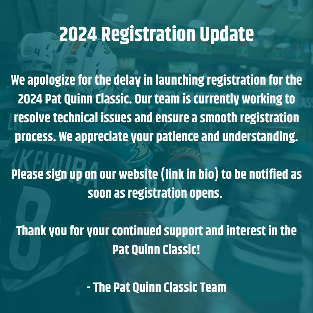 Thank you all for your patience and understanding, we hope to open registration shortly 🏒