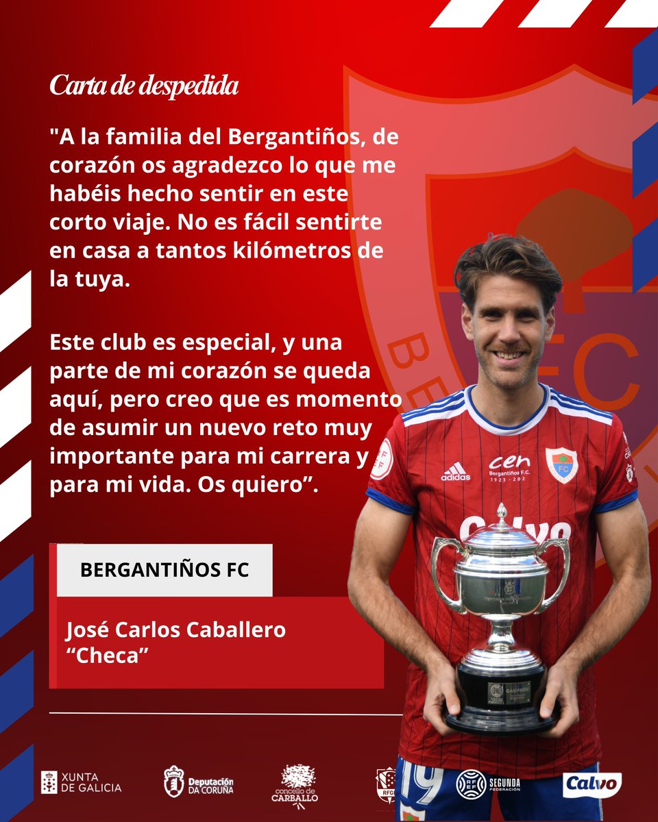 Checa quixo despedirse de toda a #FamiliaBergan cunhas palabras.

Estivo só uns meses, pero demostrou a súa enerxía, vitalidade e liderado desde o primeiro día. Un campión que deixa pegada profesional e persoal.

🤞🍀 Desexámosche a mellor das sortes.

#ForzaBergan 🔴🔵