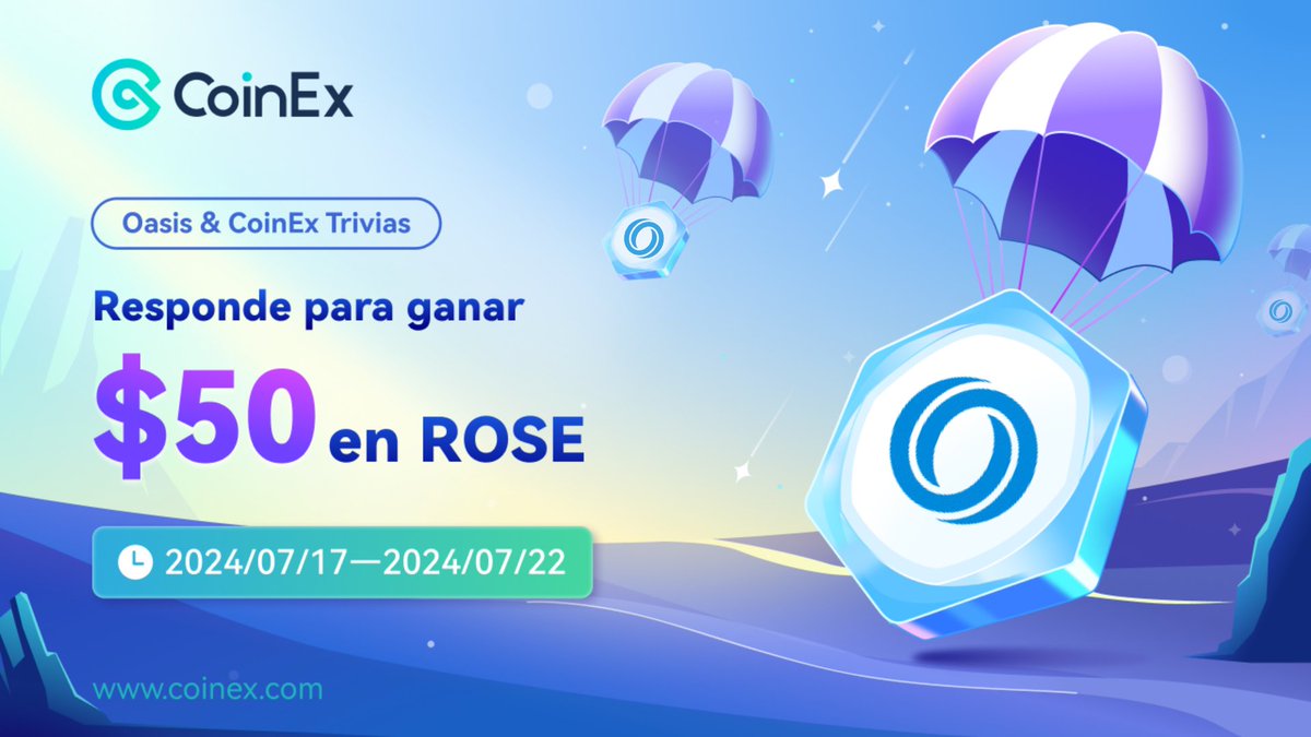 CoinExSpanish's tweet image. 🔥Oasis &amp;amp; CoinEx: ¡Tiempo de trivias! 

🤑5 ganadores de $10 en $ROSE  

🙌Síguenos @OasisNetwork_ES y @CoinExSpanish
❤️Lk+RT🔃
❓Vota en las 3 preguntas de este hilo
💬Comenta #CoinEx #Airdrop 

🧵👇