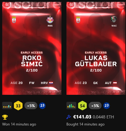 LauneSorare's tweet photo. The new @sorare season is truly upon us!
I was initially not expecting to buy anything, but I had to jump this✋🤚

I got a bargain and received an insane "first mint" as a reward.

To celebrate, I will give away 5 limited cards to someone who likes and retweets. 
#sorare https://t.co/SsezMDpgJ2
