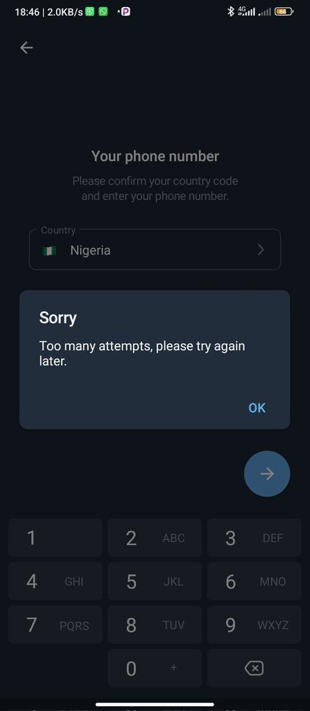 MarvelousN80803's tweet photo. @smstelegram @telegram  please i have not been able to log into my telegram for the past few days now 
Please can it be resolved https://t.co/zrw1fy2Hkn