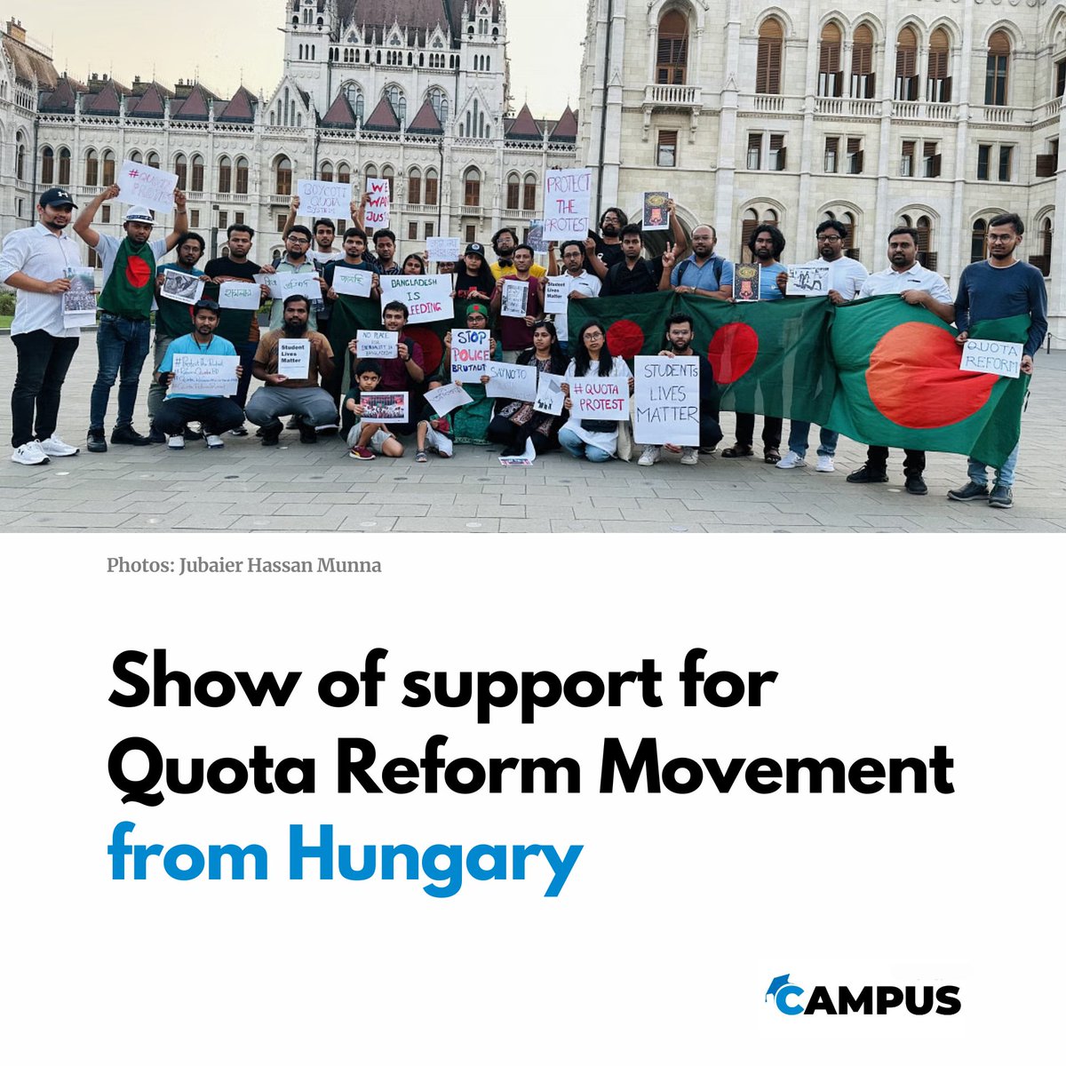 dailystarnews's tweet photo. A group of Bangladeshis, alongside a few locals, in Budapest, Hungary, came together to show their support for the Quota Reform Movement. 

Read more: https://t.co/23kJrfJbsJ

#Bangladesh #QuotaReformProtest #Hungary #QuotaProtest https://t.co/5Dtw2dAgxC