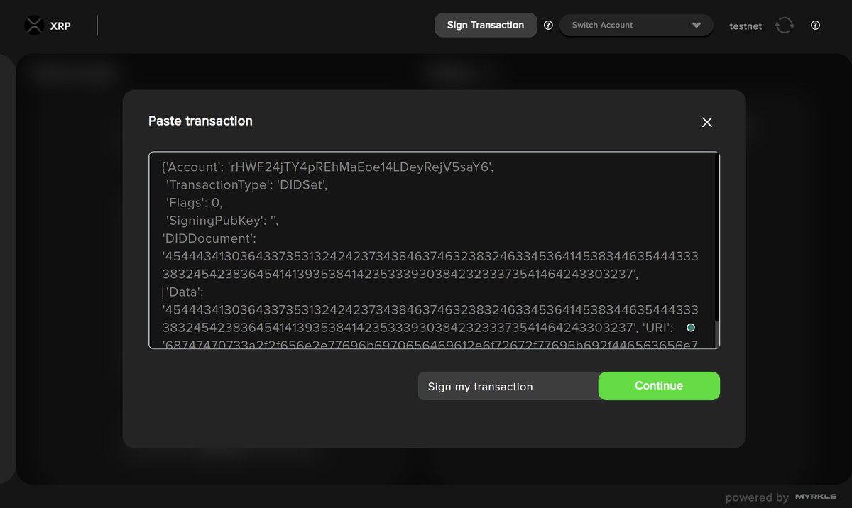 MyrkleApp's tweet image. Want to dive deep into #XRPLedger development?  With @MyrkleApp you can now sign and submit raw #XRPL transactions. Be sure to cross the transaction object before you proceed.

Tag your preferred wallet provider below #XRPLdev #blockchain #crypto #web3.