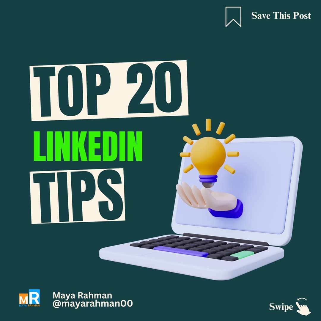 mayarahman30's tweet photo. Part-03
✨ Ready to shine on LinkedIn? 💼 Here are my top tips for optimizing your profile and boosting your presence! 📈 Let's make those connections count and turn engagements into opportunities. 🚀🌟
#LiNKEDiN https://t.co/NpP1CU0LRn
