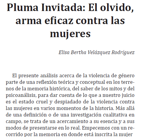 HMexihco's tweet photo. #PasenALeer  Pluma Invitada: El olvido, arma eficaz contra las #mujeres
De: Elisa Bertha Velázquez Rodríguez

#CienciasSociales #SocialScience #Género #mujeres #territorio #EstudiosOrganizacionales #OrganizationStudies #investigación #research https://t.co/dB5VpevQEq