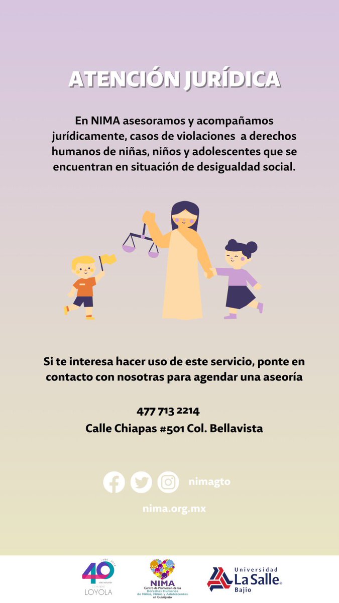 En NIMA brindamos atención jurídica y psicosocial. ¡Te compartimos la información!