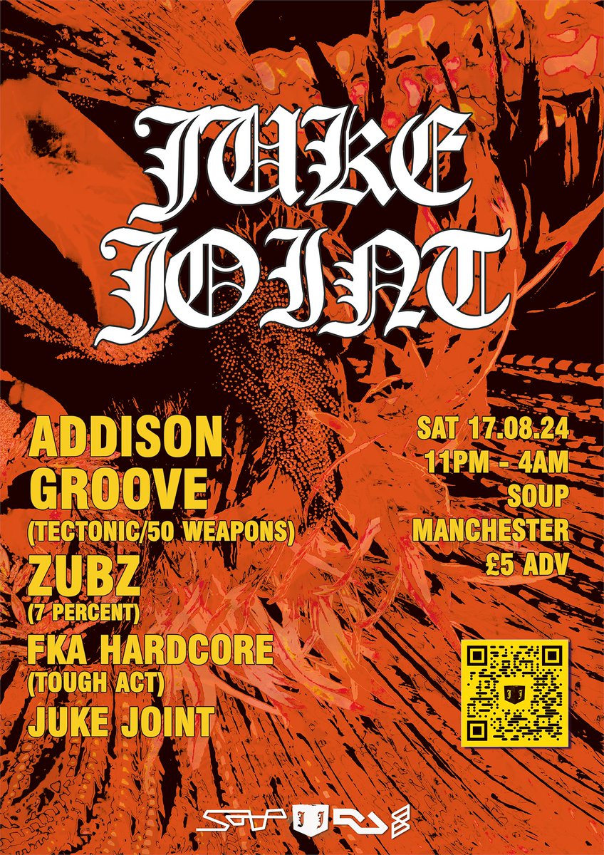 Six years deep! Celebrating <a href="/soupmanchester/">SOUP</a> with <a href="/addisongroove/">Addison Groove</a> Zubz &amp; FKA Hardcore! Tickets are live now at a wallet-friendly fiver! ra.co/events/1966499