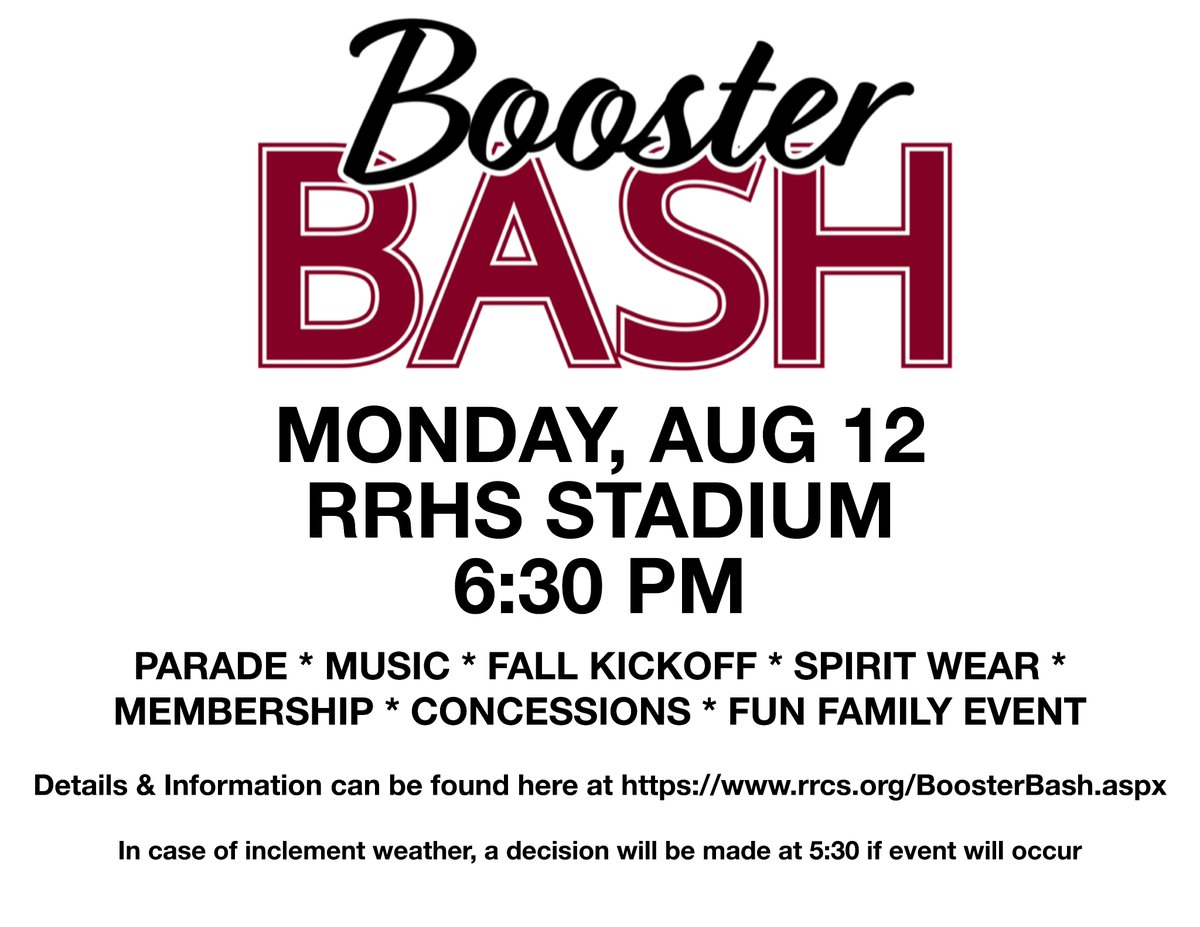 rrboosters's tweet photo. Mark your calendars and plan to come up to the event. First look at spirit wear &amp; kick off to the fall events! https://t.co/MGyJFyEr9U