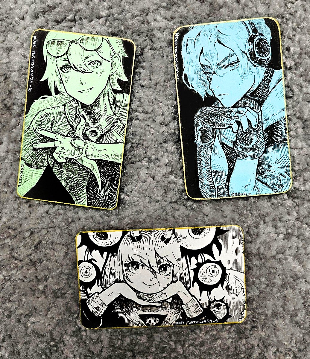 GRRNELE's tweet image. More linework pocket cards!