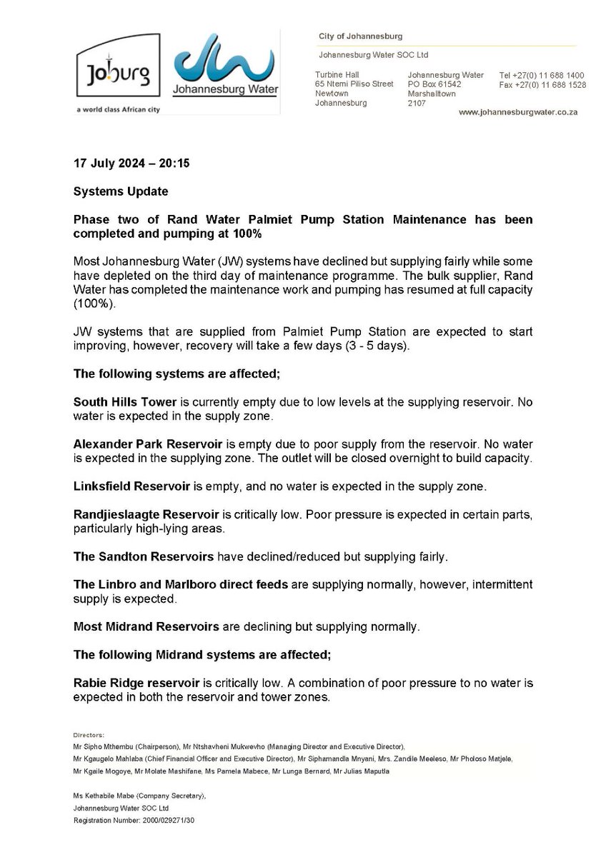 Johannesburg Water tweet media
