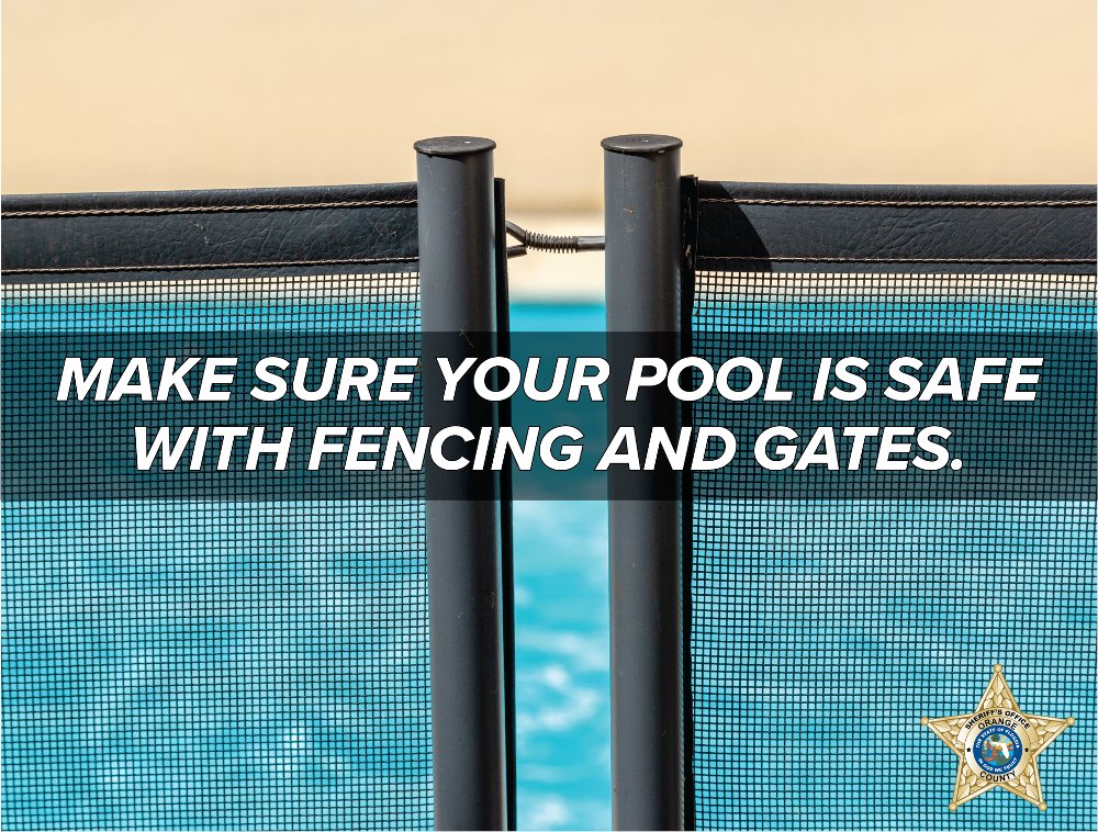 OrangeCoSheriff's tweet image. Take steps to prevent tragedy. If you have little ones, teach them how to swim, and block their access to the water with fencing, gates and locked doors and windows.
#PoolSafety #WaterSafety #DrowningPrevention