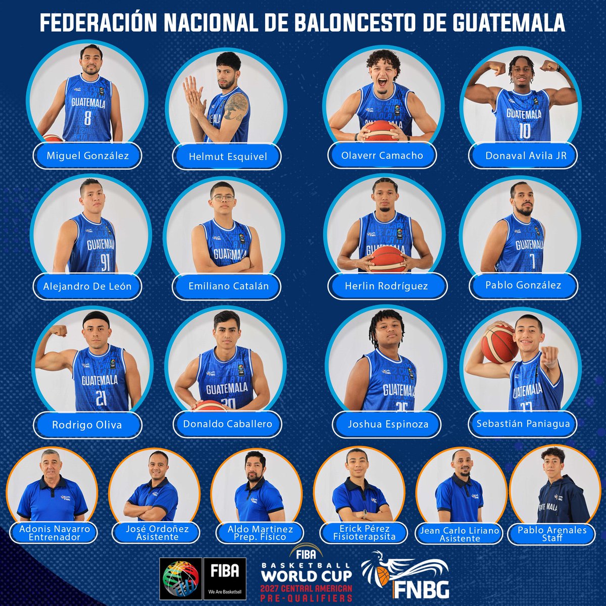 Pre Clasificatorio a la Copa del Mundo FIBA 2027, del 17 al 21 de julio 2024 en la ciudad de San Salvador, El Salvador.

Todo listo para dar inicio al torneo centroamericano que dará una plaza a la siguiente fase de clasificación.

Desde ya les deseamos éxito!! 💙🤍💙