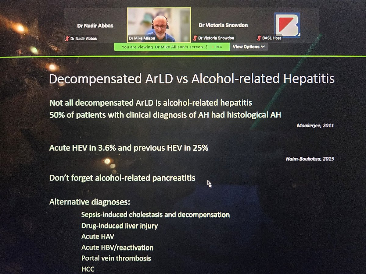 Nadir (@nadirabbas_x) on Twitter photo Happening now <a href="/BASLedu/">BASL education feed</a> Virtual School of Hepatology with Mike Allison from <a href="/CUH_NHS/">Cambridge University Hospitals NHS</a>
Great slide on not all decompensated ArLD is AH.
🤔 other causes
#livertwitter Happening now <a href="/BASLedu/">BASL education feed</a> Virtual School of Hepatology with Mike Allison from <a href="/CUH_NHS/">Cambridge University Hospitals NHS</a>
Great slide on not all decompensated ArLD is AH.
🤔 other causes
#livertwitter