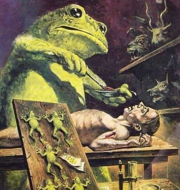 RichardZapador's tweet photo. Art by Rudolf Sieber-Lonati, used as cover for ”Konga der Menschenfrosch” (Konga the Man Frog), from german pulp mag #Macabros issue no 4, 1960.
#art #artgallery #drawings #draw #illustration #illustrationart  #painting #painter #paint https://t.co/2njGvq8stw