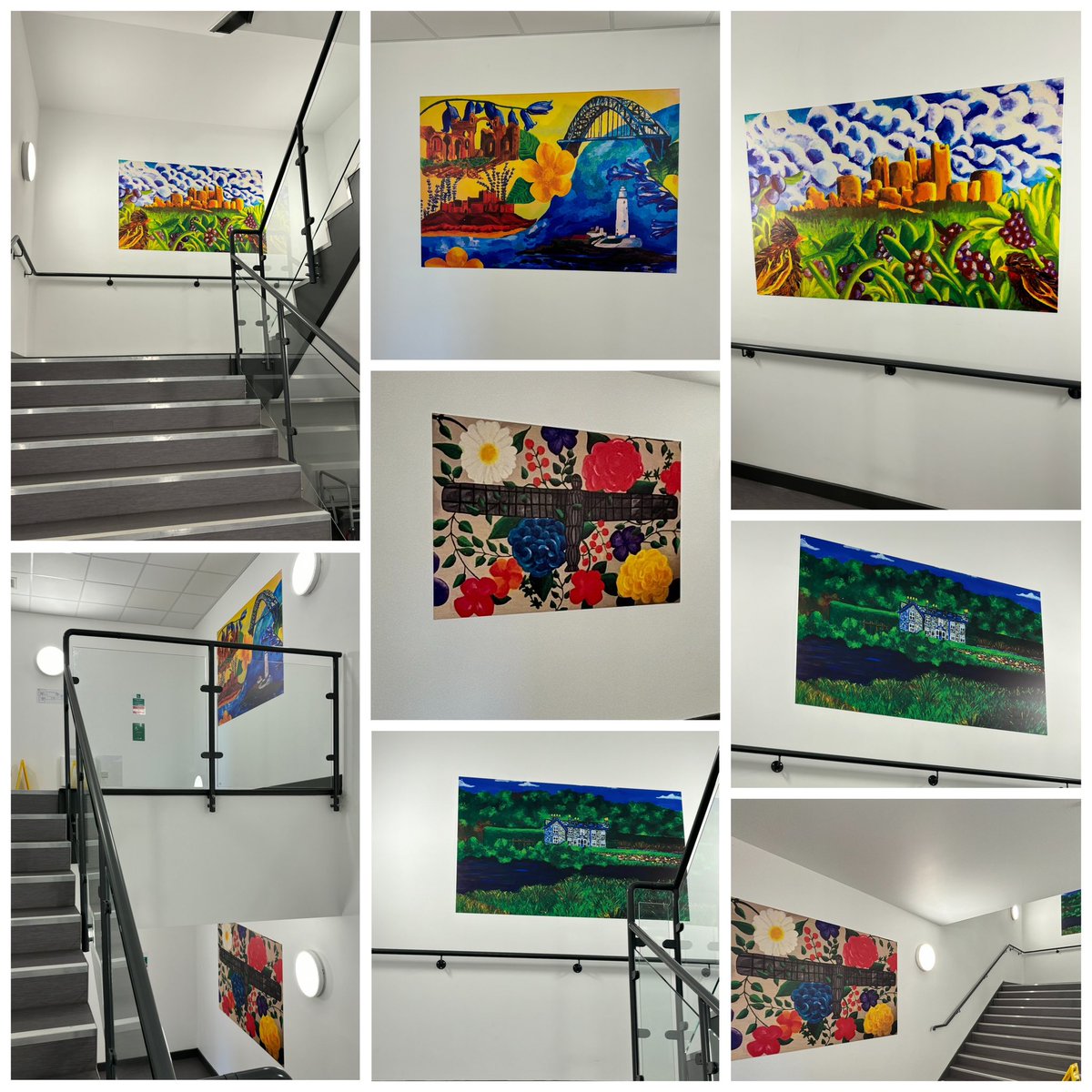 CLV_ART's tweet image. Really proud moment for our Y12 A Level Art students. They’ve been involved in a project to design artwork for the interior and exterior of the new Northumbria Health and Care Academy in Cramlington, and today they got the chance to see their work in person. It looks amazing!