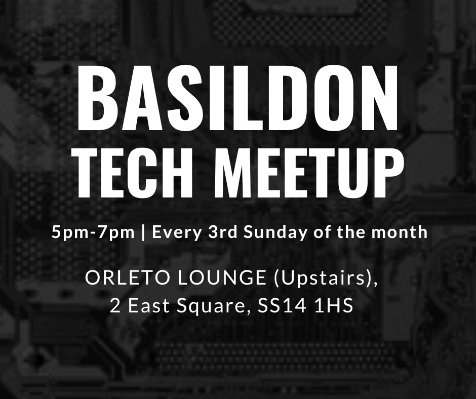 Join us for:

Basildon Tech Meetup

5pm-7pm, every 3rd Sunday of the month
at Orleto Lounge, Basildon Town Centre