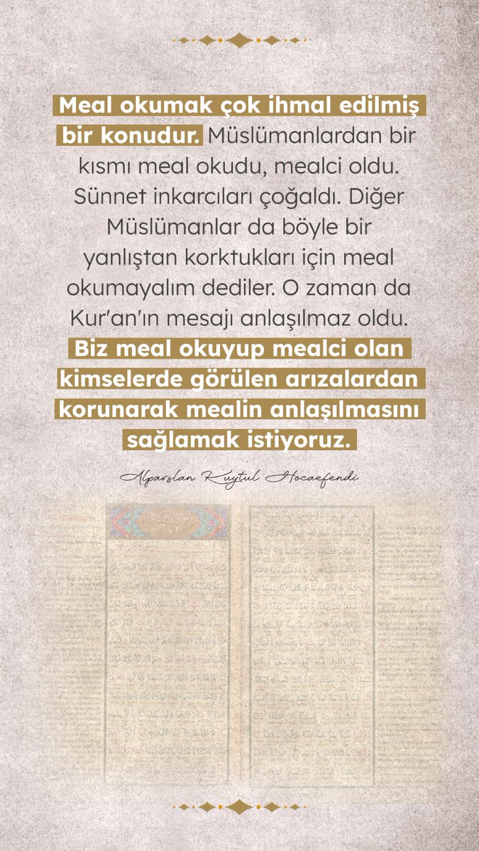 Okuyalım, anlayalım, paylaşalım. MealOku Kur'an-ıAnla ile ilme yolculuk. 📖
 #MealOkuKuranıAnla
